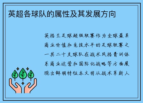 英超各球队的属性及其发展方向
