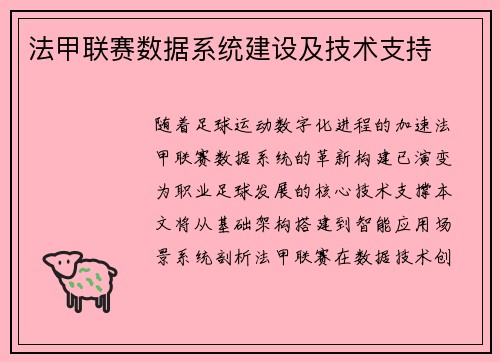 法甲联赛数据系统建设及技术支持